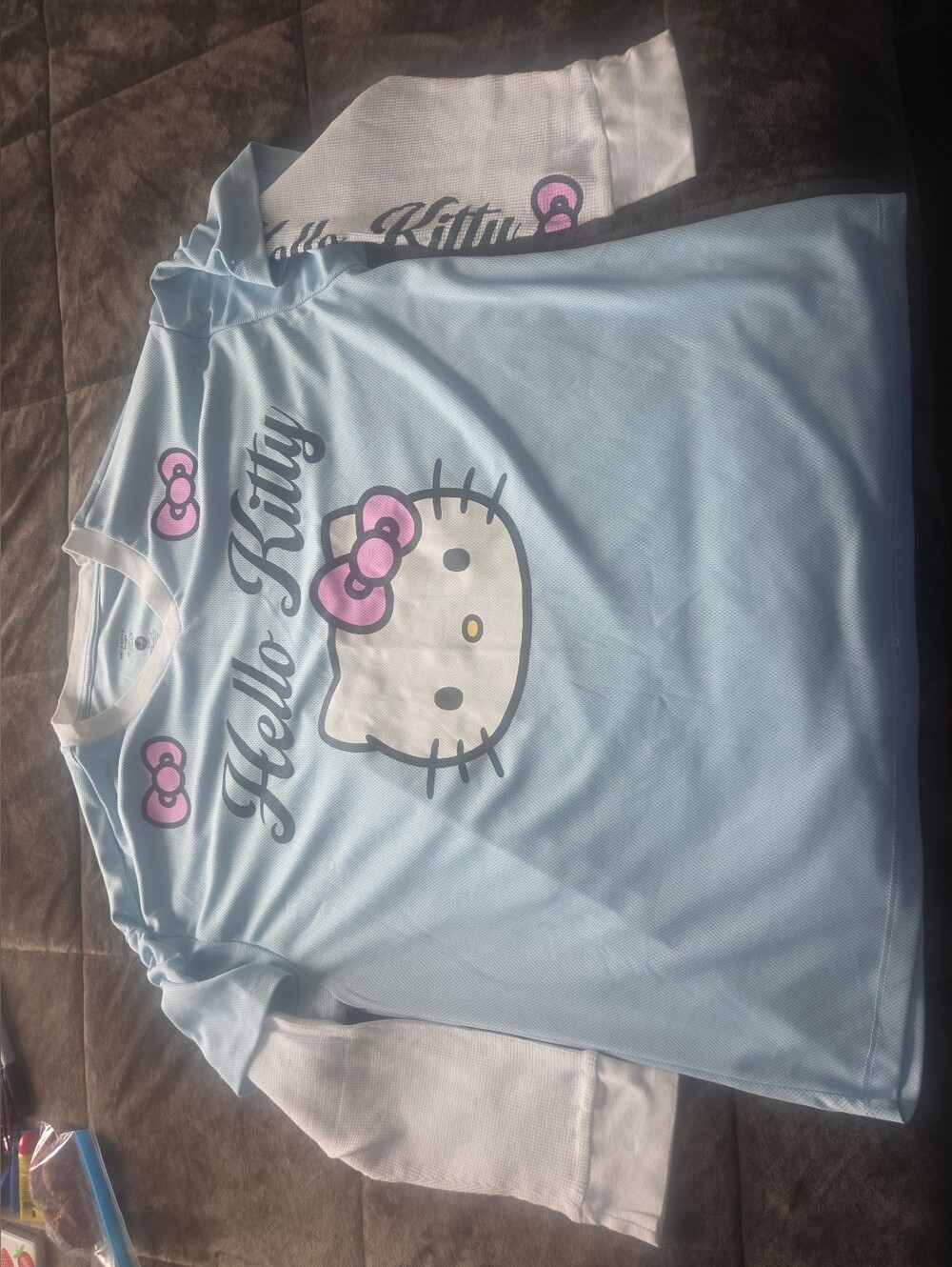 Hello Kitty Light Blue & White Top